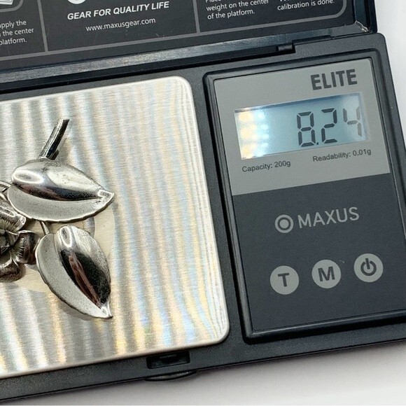 Forster vintage sterling silver flower and leaves on a branch brooch pin - Picture 5 of 10